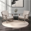 Pemberly Row Chair Handcrafted Washed Mango Wood Fabric Cushions Angled Legs