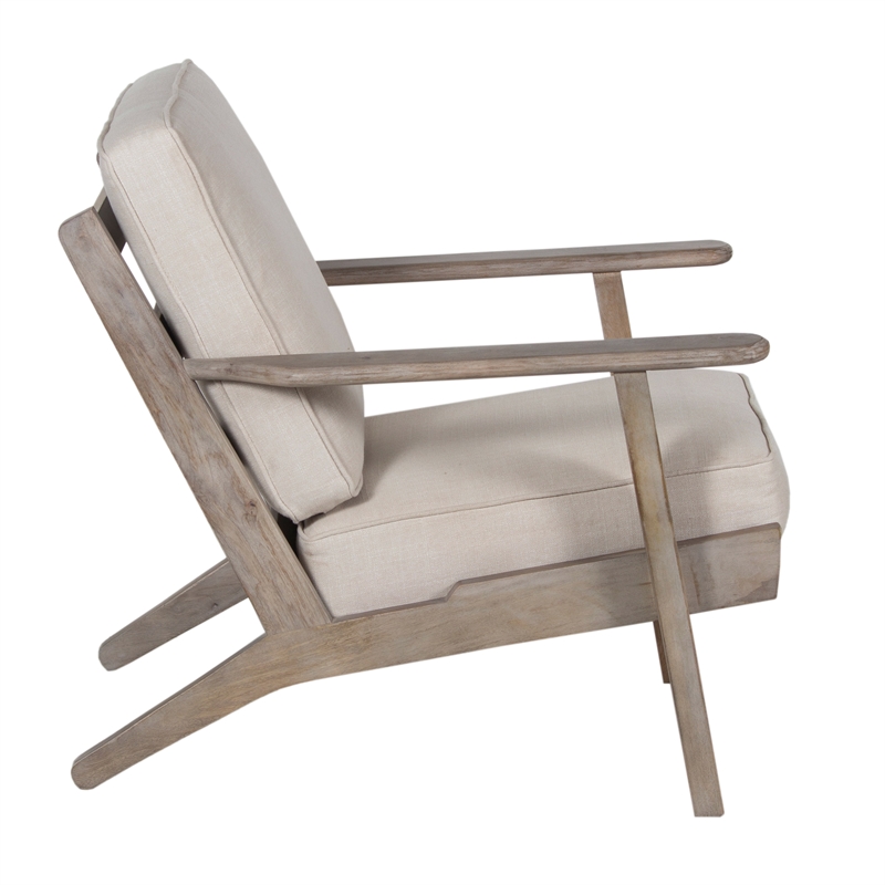 Pemberly Row Chair Handcrafted Washed Mango Wood Fabric Cushions Angled Legs
