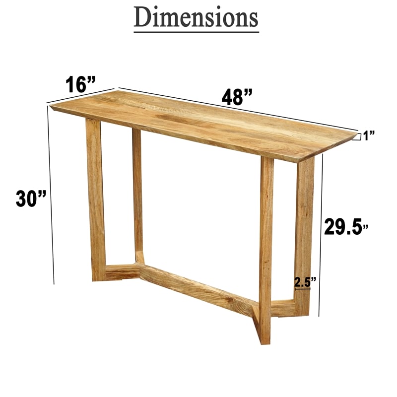 Pemberly Row 48 Inch Console Table Rectangular Top Open Frame Trestle Base
