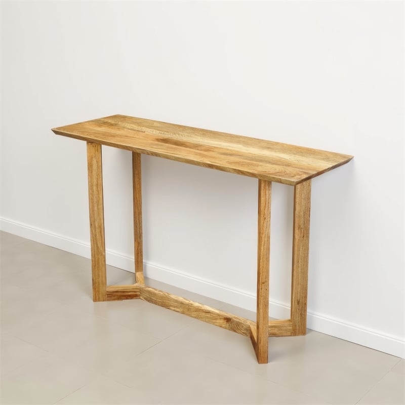 Pemberly Row 48 Inch Console Table Rectangular Top Open Frame Trestle Base