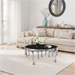 Pemberly Row 36 Inch Round Glass Top Coffee Table Melting Drip Design