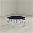 Pemberly Row 36 Inch Round Glass Top Coffee Table Melting Drip Design