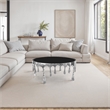 Pemberly Row 36 Inch Round Glass Top Coffee Table Melting Drip Design