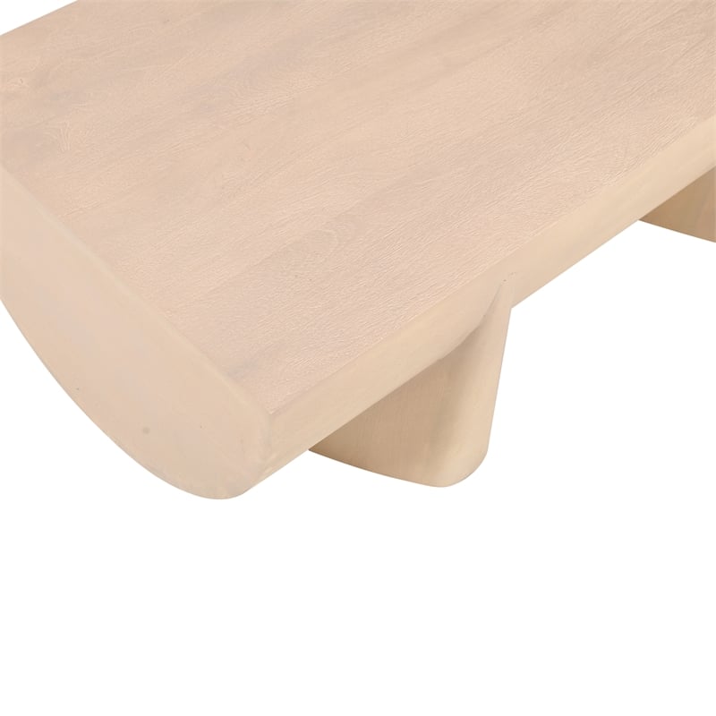Pemberly Row 48 Inch Coffee Table Log Design Natural Mango Wood Hand Crafted