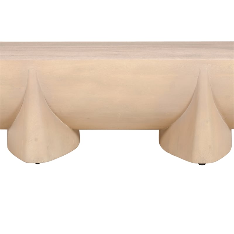 Pemberly Row 48 Inch Coffee Table Log Design Natural Mango Wood Hand Crafted