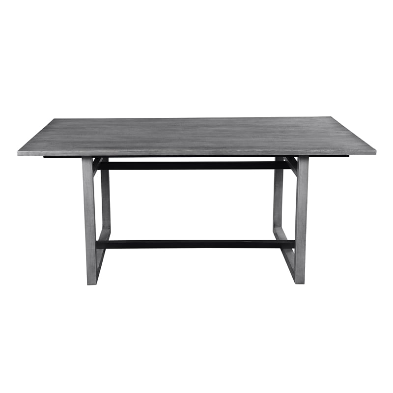 Pemberly Row 72 Inch Dining Table Mango Wood Top with Iron Trestle Base 6 Seater