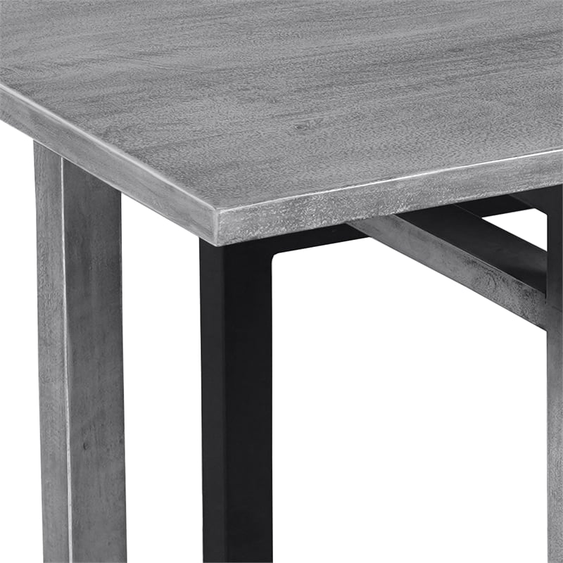 Pemberly Row 72 Inch Dining Table Mango Wood Top with Iron Trestle Base 6 Seater