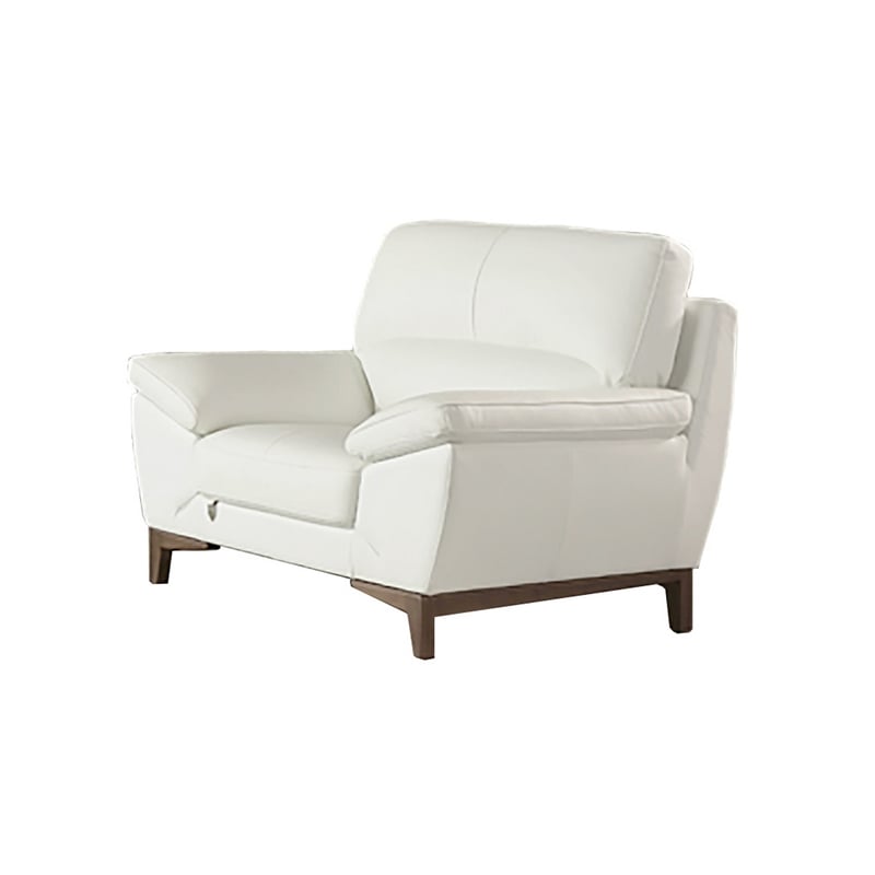 Pemberly Row 48 Inch Accent Sofa Chair Cushioned in White Tufted Italian Leather