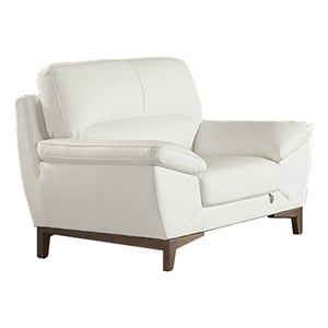 Pemberly Row 48 Inch Accent Sofa Chair Cushioned in White Tufted Italian Leather