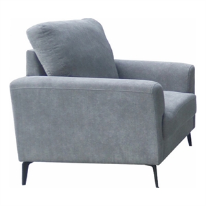 Pemberly Row 37&quot Accent Sofa Armchair in Gray Chenille Foam Cushions Metal Legs