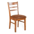 Pemberly Row Dining Chair Set of 2 Ladderback with Saddle Seat in Light Brown