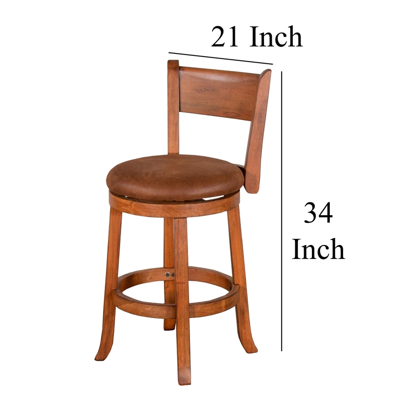 Pemberly Row Swivel Counter Height Chair Set of 2 in Brown Faux Leather