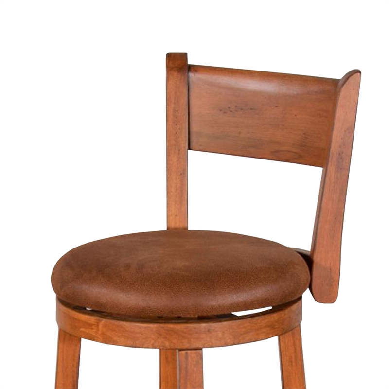 Pemberly Row Swivel Counter Height Chair Set of 2 in Brown Faux Leather