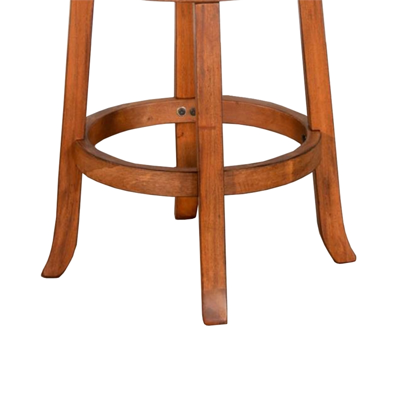 Pemberly Row Swivel Counter Height Chair Set of 2 in Brown Faux Leather