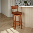 Pemberly Row Swivel Barstool Chair Set of 2 in Brown Faux Leather