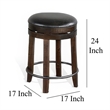 Pemberly Row Swivel Counter Stool Set of 2 in Black Faux Leather Dark Brown