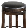 Pemberly Row Swivel Counter Stool Set of 2 in Black Faux Leather Dark Brown