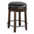 Pemberly Row Swivel Counter Stool Set of 2 in Black Faux Leather Dark Brown