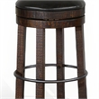 Pemberly Row Swivel Barstool Set of 2 in Black Faux Leather Dark Brown Wood