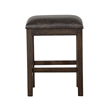 Pemberly Row 24 Inch Counter Stool with Faux Leather Seat in Dark Brown Wood
