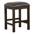 Pemberly Row 24 Inch Counter Stool with Faux Leather Seat in Dark Brown Wood