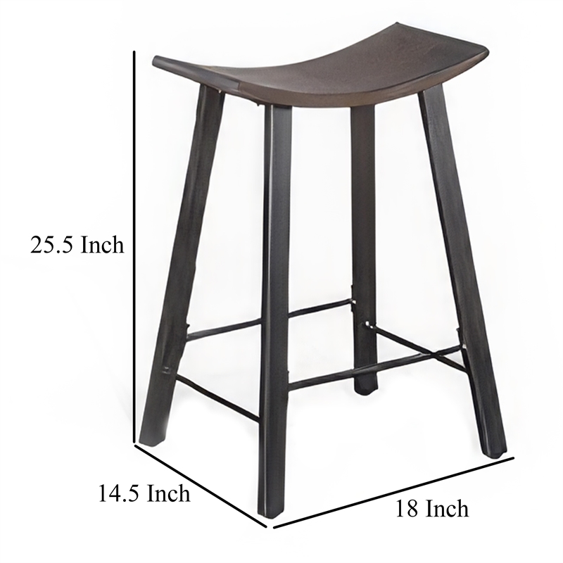 Pemberly Row 24 Inch Counter Stool Set of 2 in Curved Dark Brown Mahogany