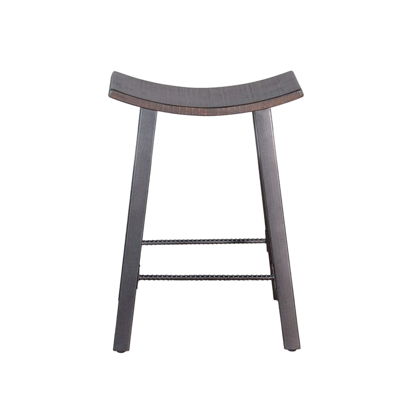 Pemberly Row 24 Inch Counter Stool Set of 2 in Curved Dark Brown Mahogany