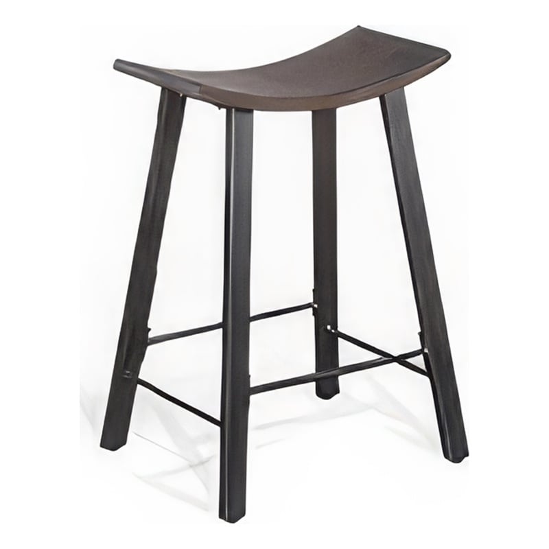 Pemberly Row 24 Inch Counter Stool Set of 2 in Curved Dark Brown Mahogany