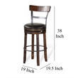 Pemberly Row Swivel Barstool Chair Set of 2 in Black Faux Leather Dark Brown