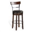Pemberly Row Swivel Barstool Chair Set of 2 in Black Faux Leather Dark Brown