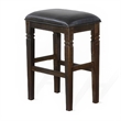 Pemberly Row Backless Barstool Set of 2 w/ Plush Black Vinyl Seat in Dark Brown