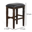 Pemberly Row Backless Barstool Set of 2 w/ Plush Black Vinyl Seat in Dark Brown