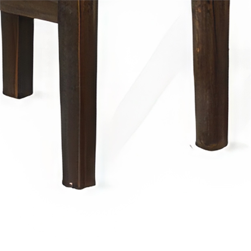 Pemberly Row Backless Barstool Set of 2 w/ Plush Black Vinyl Seat in Dark Brown