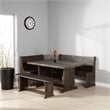 Pemberly Row 4pc Breakfast Nook Set w/ Dining Table & Corner Bench in Dark Brown