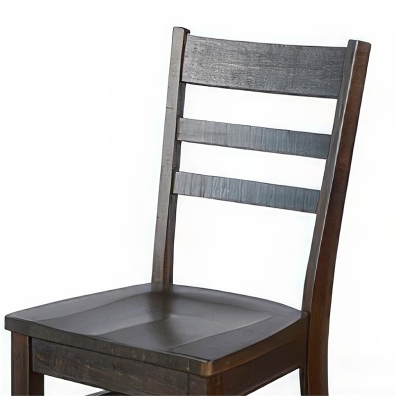 Pemberly Row Dining Chair Set of 2 with Ladderback Design in Dark Brown