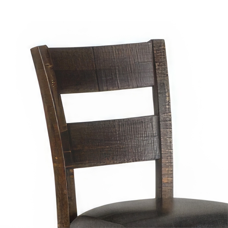 Pemberly Row Ladderback Dining Chair Set of 2 in Dark Gray Fabric and Brown