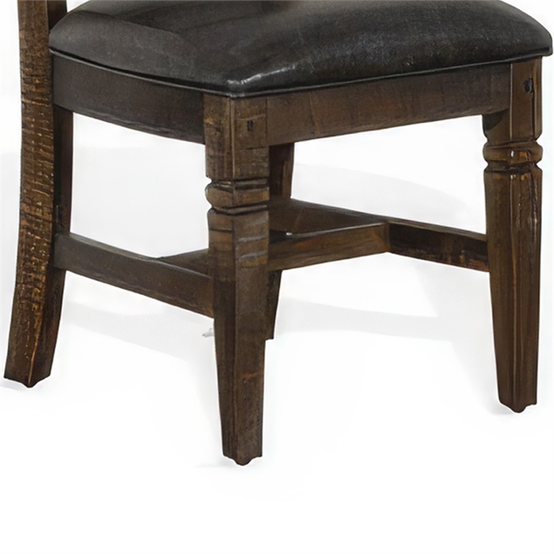 Pemberly Row Ladderback Dining Chair Set of 2 in Dark Gray Fabric and Brown