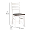 Pemberly Row Dining Chair Set of 2 Ladderback in White and Dark Brown