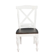 Pemberly Row Dining Side Chair Set of 2 Crossback with Brown Wood Seat in White