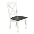 Pemberly Row Dining Side Chair Set of 2 Crossback with Brown Wood Seat in White