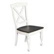 Pemberly Row Dining Side Chair Set of 2 Crossback with Brown Wood Seat in White