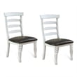Pemberly Row Ladderback Dining Chair Set of 2 in White and Brown Mindi Wood