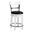 Pemberly Row Swivel Counter Stool Chair Set of 2 in Black Faux Leather White
