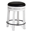 Pemberly Row Swivel Counter Stool Set of 2 in Black Faux Leather White Wood
