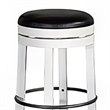 Pemberly Row Swivel Barstool Set of 2 in Black Faux Leather and White Wood