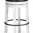 Pemberly Row Swivel Barstool Set of 2 in Black Faux Leather and White Wood