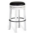 Pemberly Row Swivel Barstool Set of 2 in Black Faux Leather and White Wood