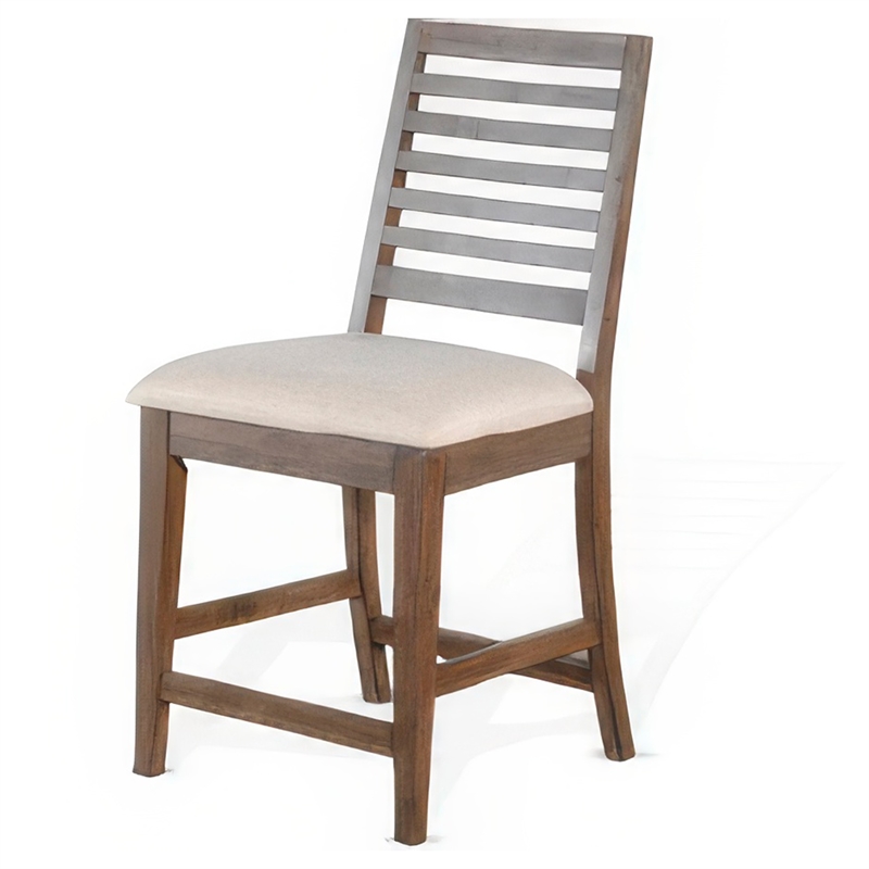 Pemberly Row Counter Height Stool Set of 2 in Ivory White and Light Brown Wood