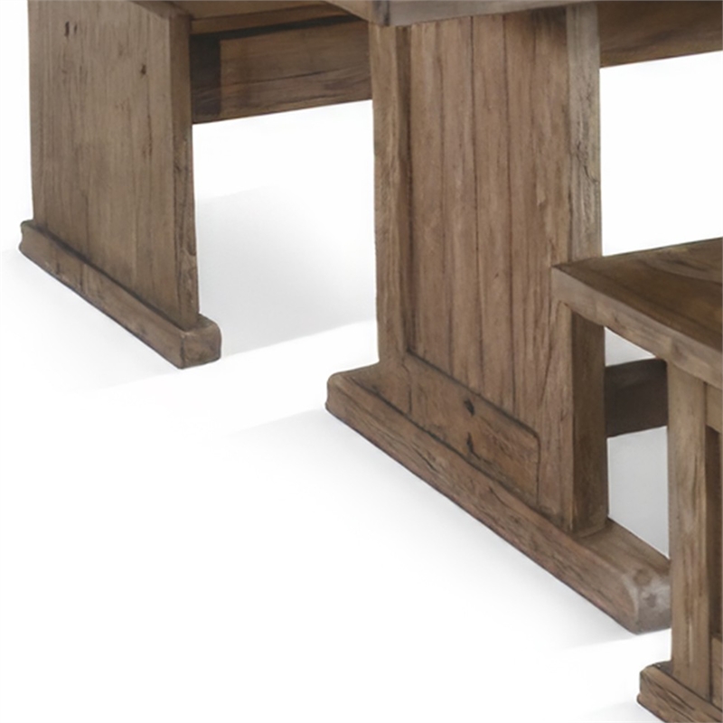 Pemberly Row 4pc Corner Breakfast Nook Set with Brown Dining Table and Bench