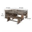 Pemberly Row 4pc Corner Breakfast Nook Set with Brown Dining Table and Bench